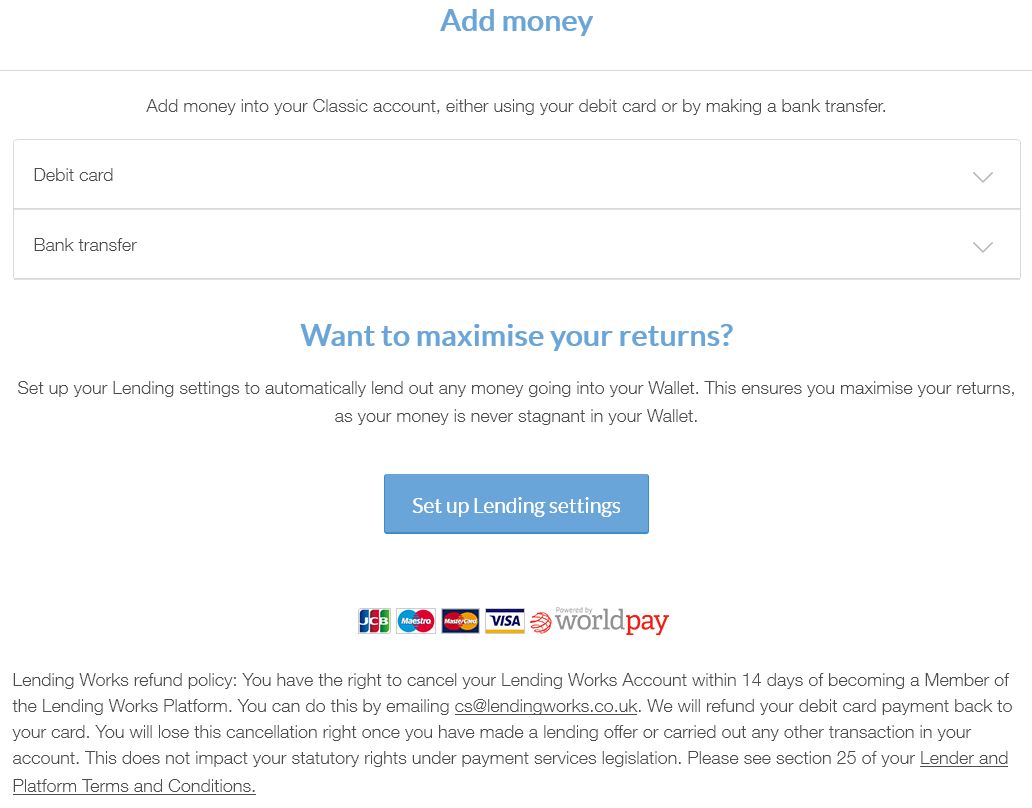 Lending Works Deposit Screenshot - LendingWorks Review