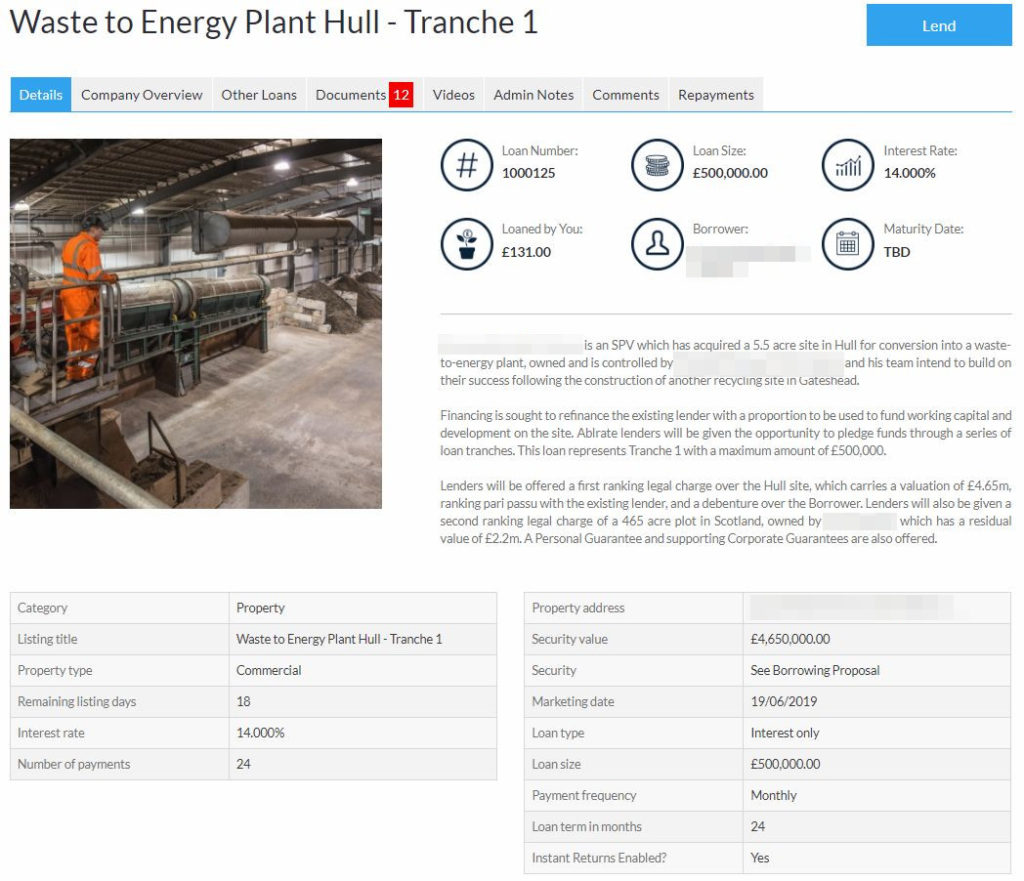 Ablrate Loan Detail Screenshot for Peer to Peer Lending Update - June 2019 1